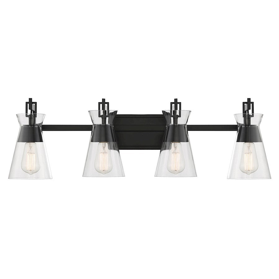 Savoy House Lakewood 4-Light Bathroom Vanity Light, Matte Black - 8-1830-4-BK