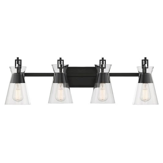 Savoy House Lakewood 4-Light Bathroom Vanity Light, Matte Black - 8-1830-4-BK