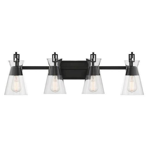 Savoy House Lakewood 4-Light Bathroom Vanity Light, Matte Black - 8-1830-4-BK