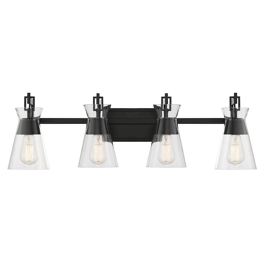 4 Light Bathroom Vanity Light, Matte Black