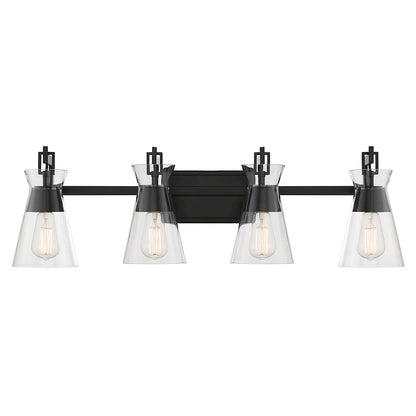 4 Light Bathroom Vanity Light, Matte Black