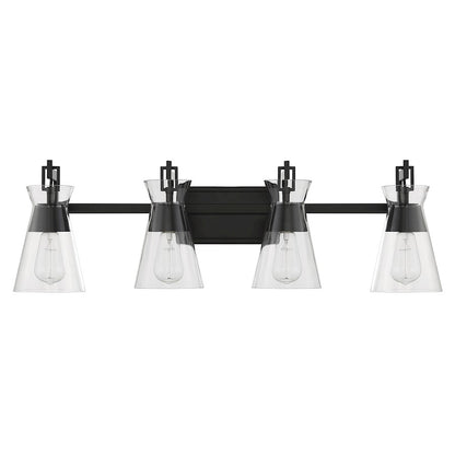 4 Light Bathroom Vanity Light, Matte Black