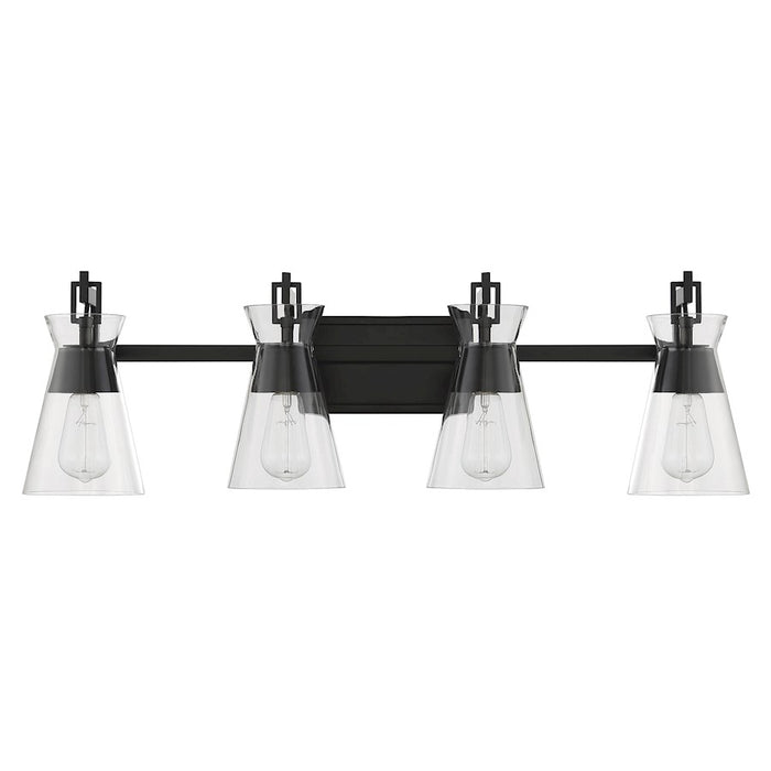 Savoy House Lakewood 4-Light Bathroom Vanity Light, Matte Black