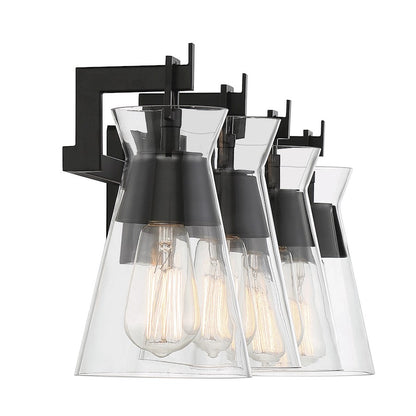 4 Light Bathroom Vanity Light, Matte Black