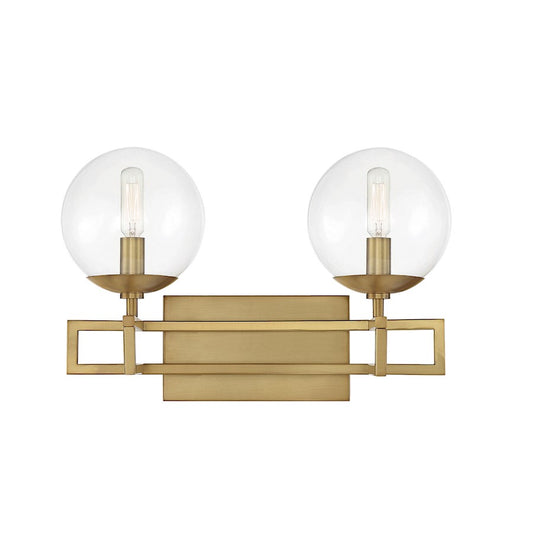 2 Light Bathroom Vanity Light, Warm Brass