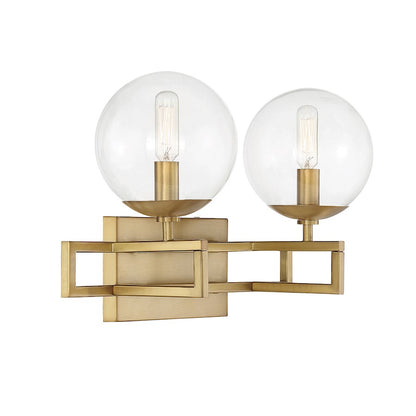 2 Light Bathroom Vanity Light, Warm Brass