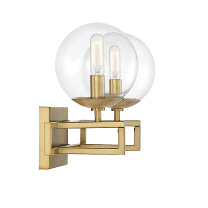 2 Light Bathroom Vanity Light, Warm Brass