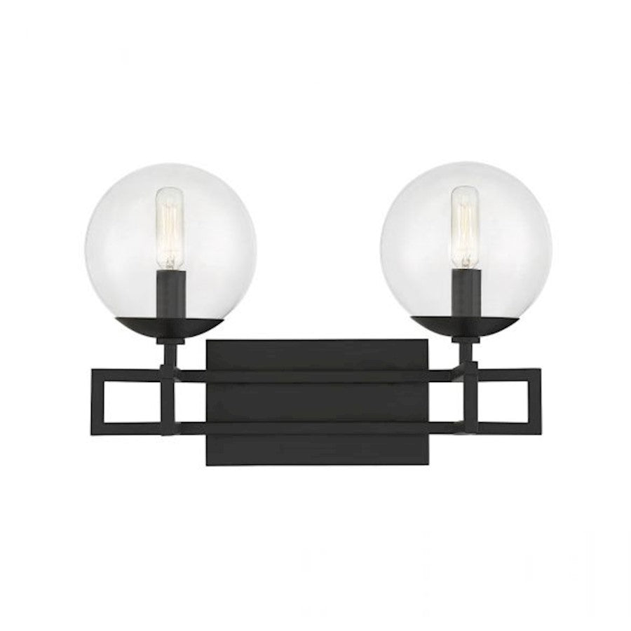 2 Light Bathroom Vanity Light, Matte Black