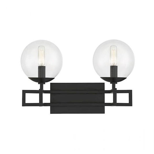 2 Light Bathroom Vanity Light, Matte Black