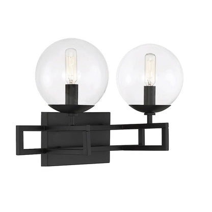 2 Light Bathroom Vanity Light, Matte Black
