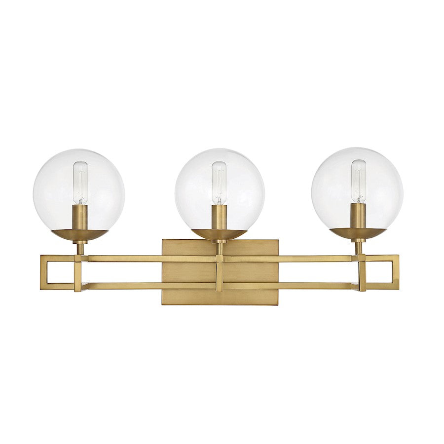 3 Light Bathroom Vanity Light, Warm Brass