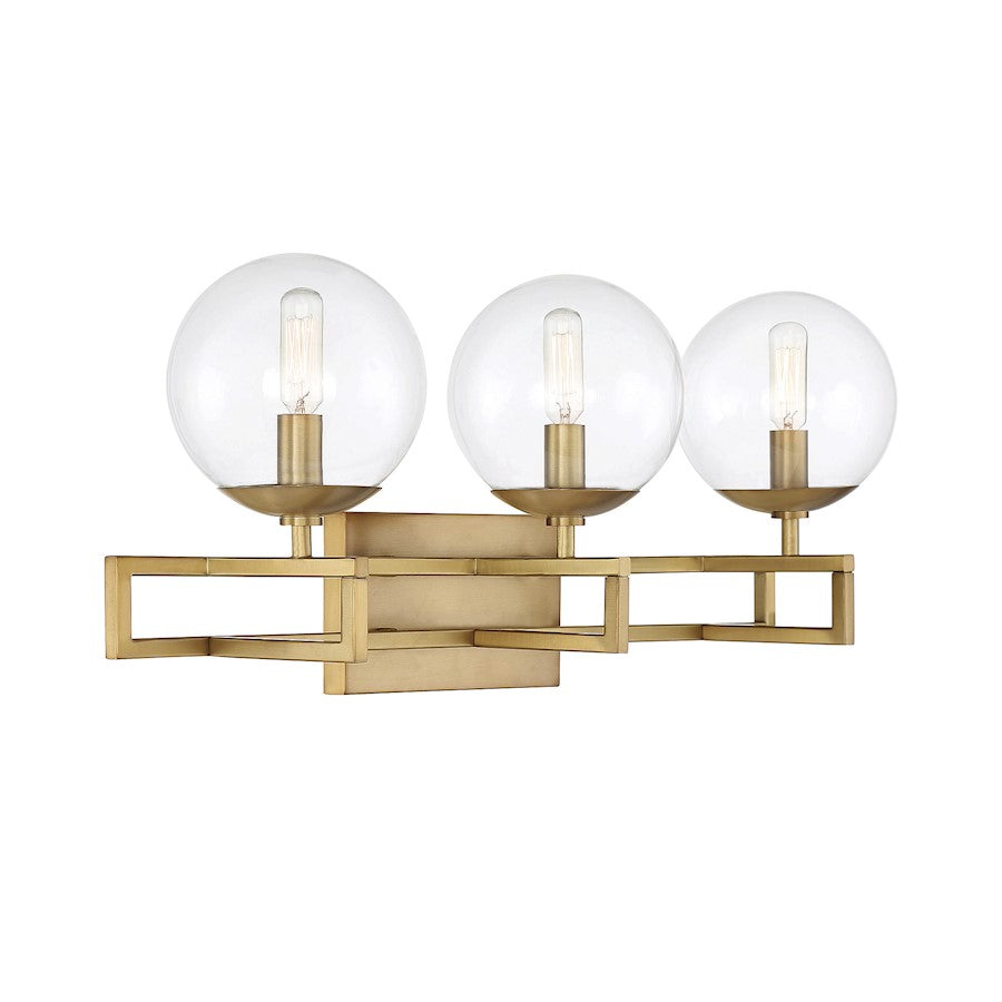 3 Light Bathroom Vanity Light, Warm Brass