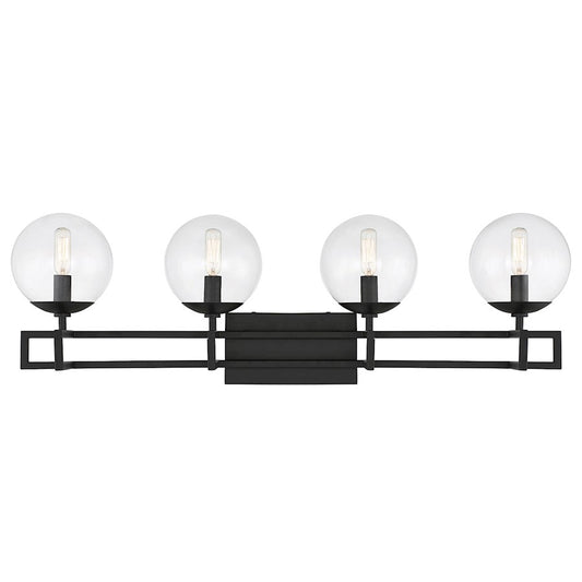 4 Light Bathroom Vanity Light, Matte Black