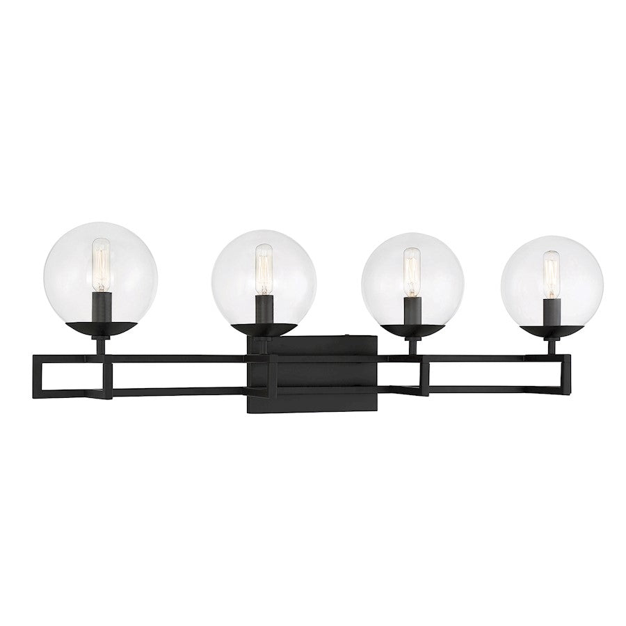 4 Light Bathroom Vanity Light, Matte Black