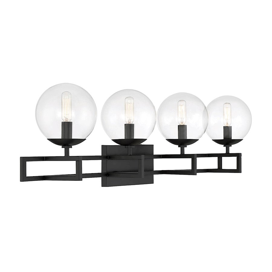 4 Light Bathroom Vanity Light, Matte Black