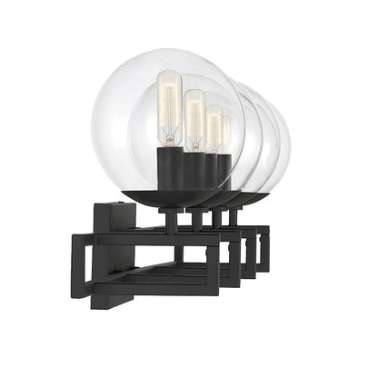 4 Light Bathroom Vanity Light, Matte Black