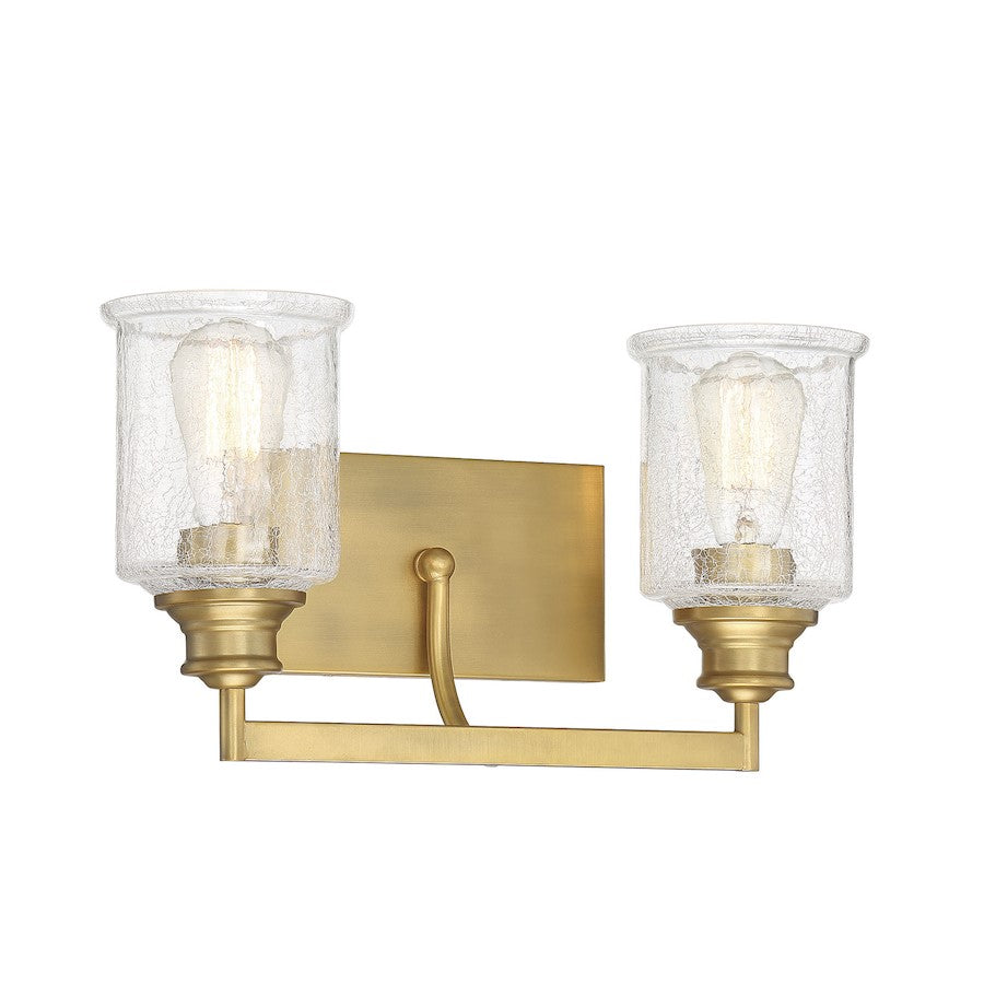 2 Light Bathroom Vanity Light, Warm Brass