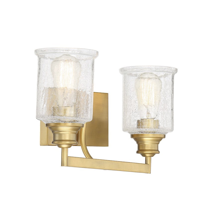 2 Light Bathroom Vanity Light, Warm Brass