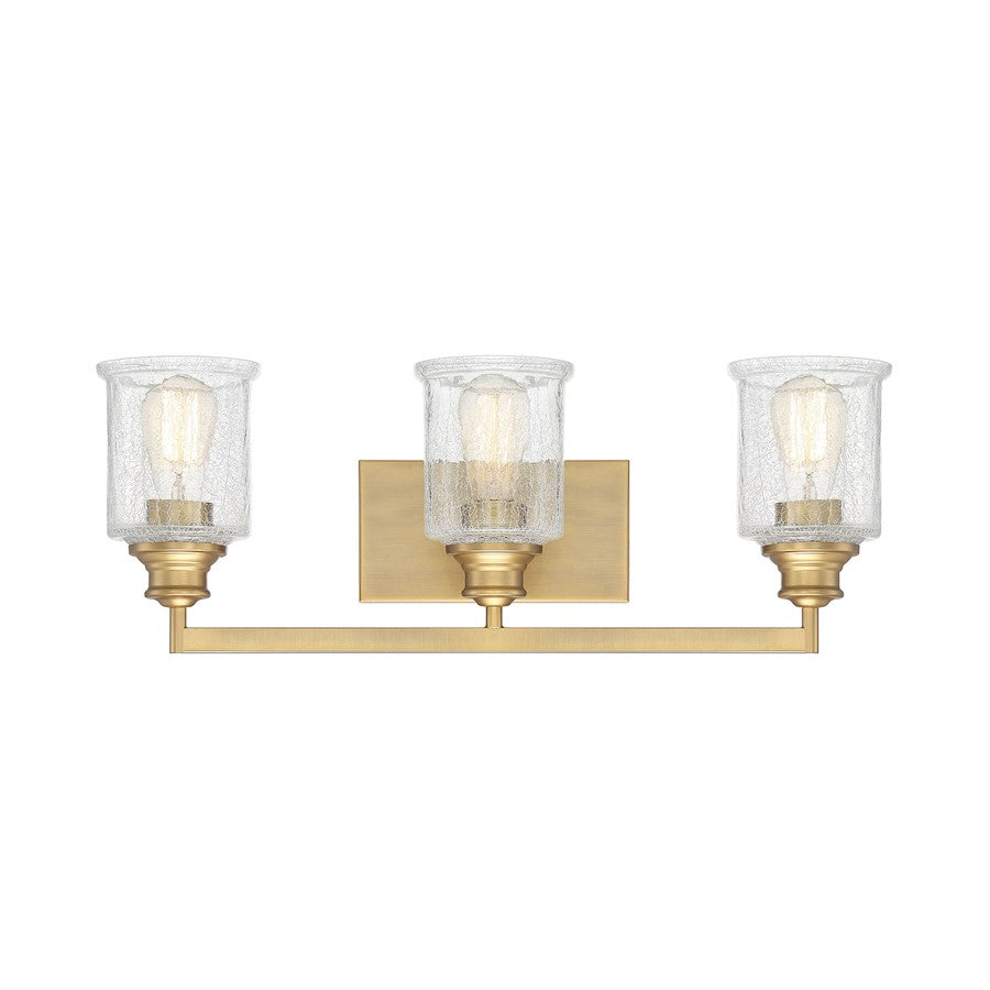 3 Light Bathroom Vanity Light, Warm Brass