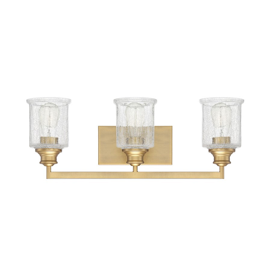 3 Light Bathroom Vanity Light, Warm Brass