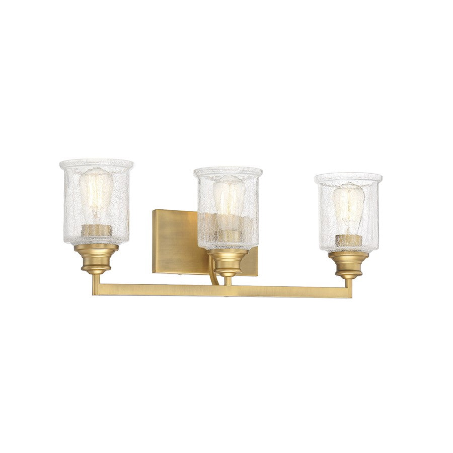 3 Light Bathroom Vanity Light, Warm Brass