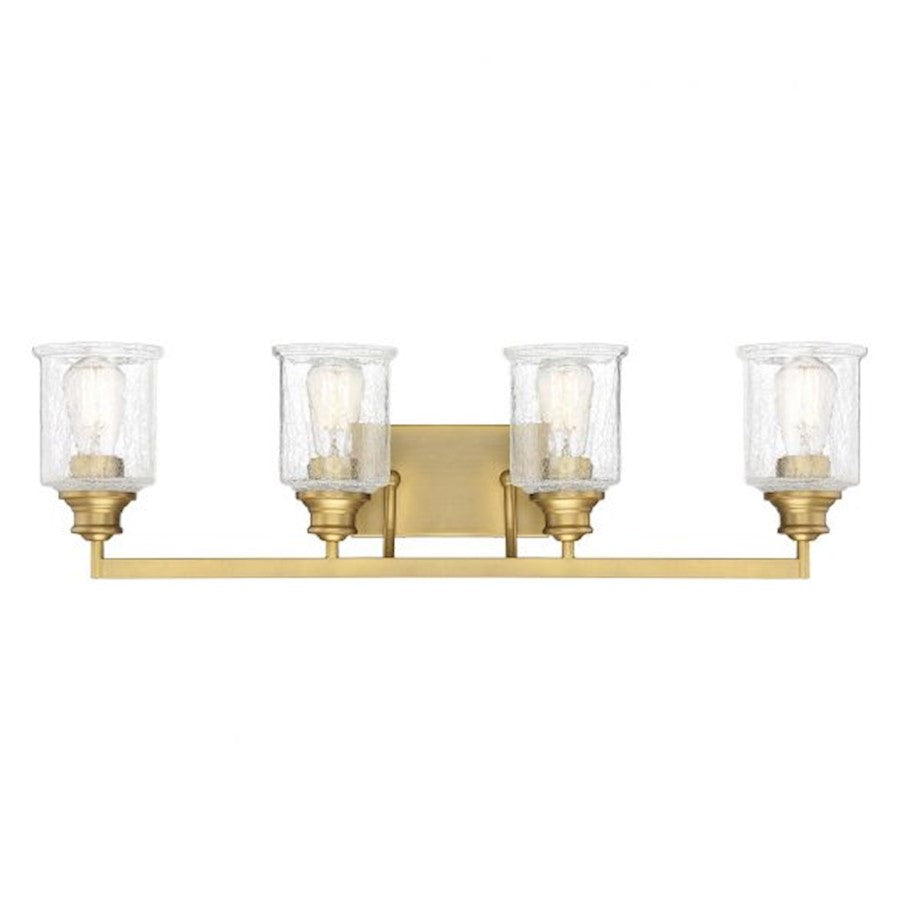 4 Light Bathroom Vanity Light, Warm Brass