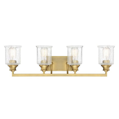 4 Light Bathroom Vanity Light, Warm Brass