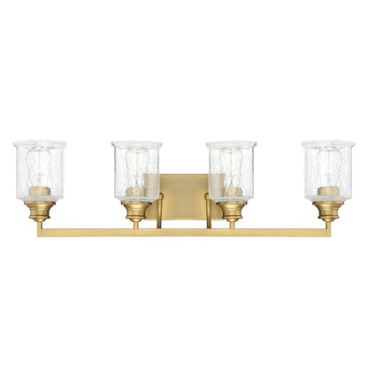 4 Light Bathroom Vanity Light, Warm Brass