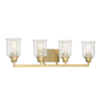 4 Light Bathroom Vanity Light, Warm Brass