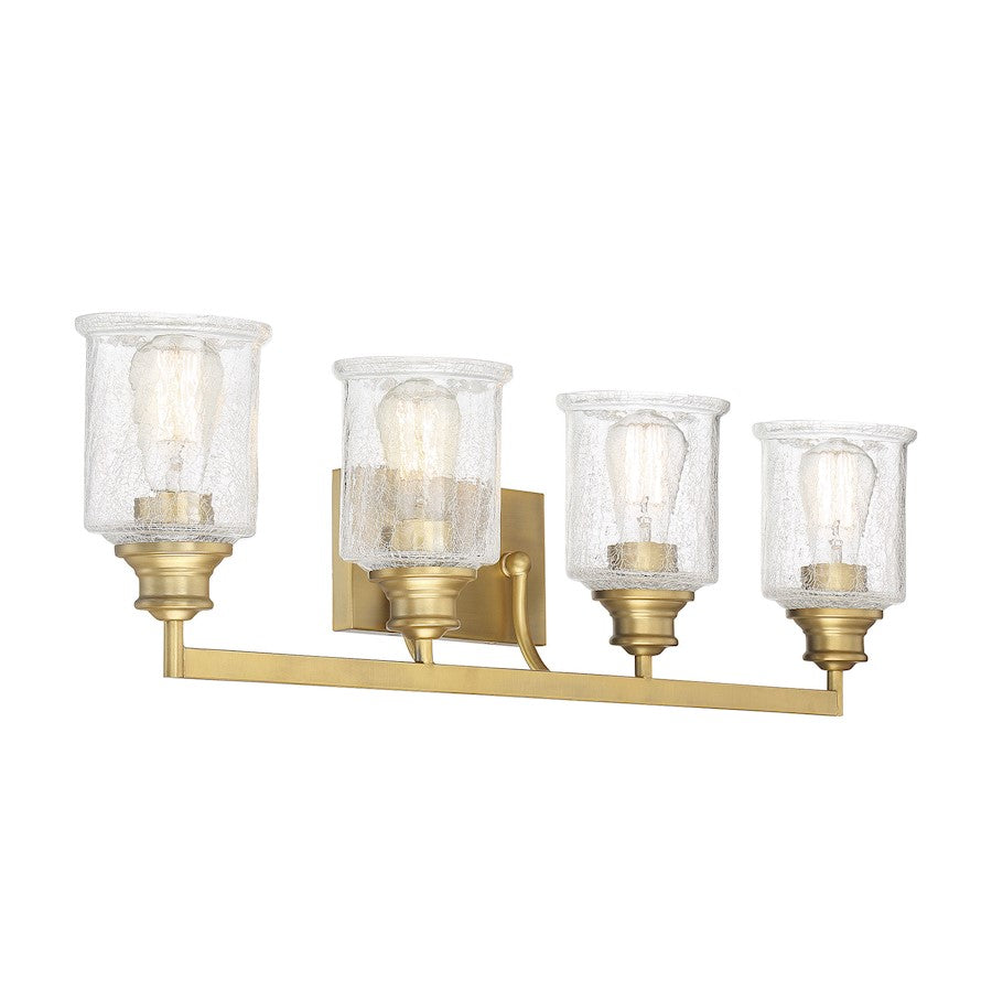 4 Light Bathroom Vanity Light, Warm Brass