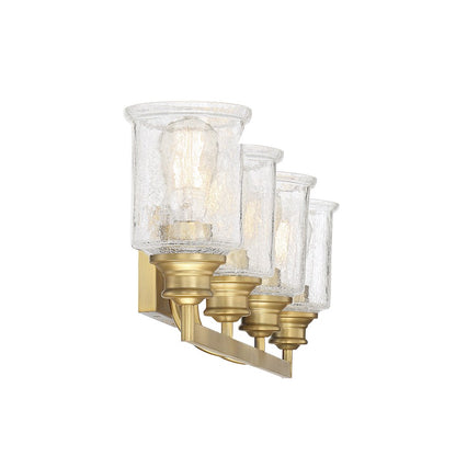 4 Light Bathroom Vanity Light, Warm Brass