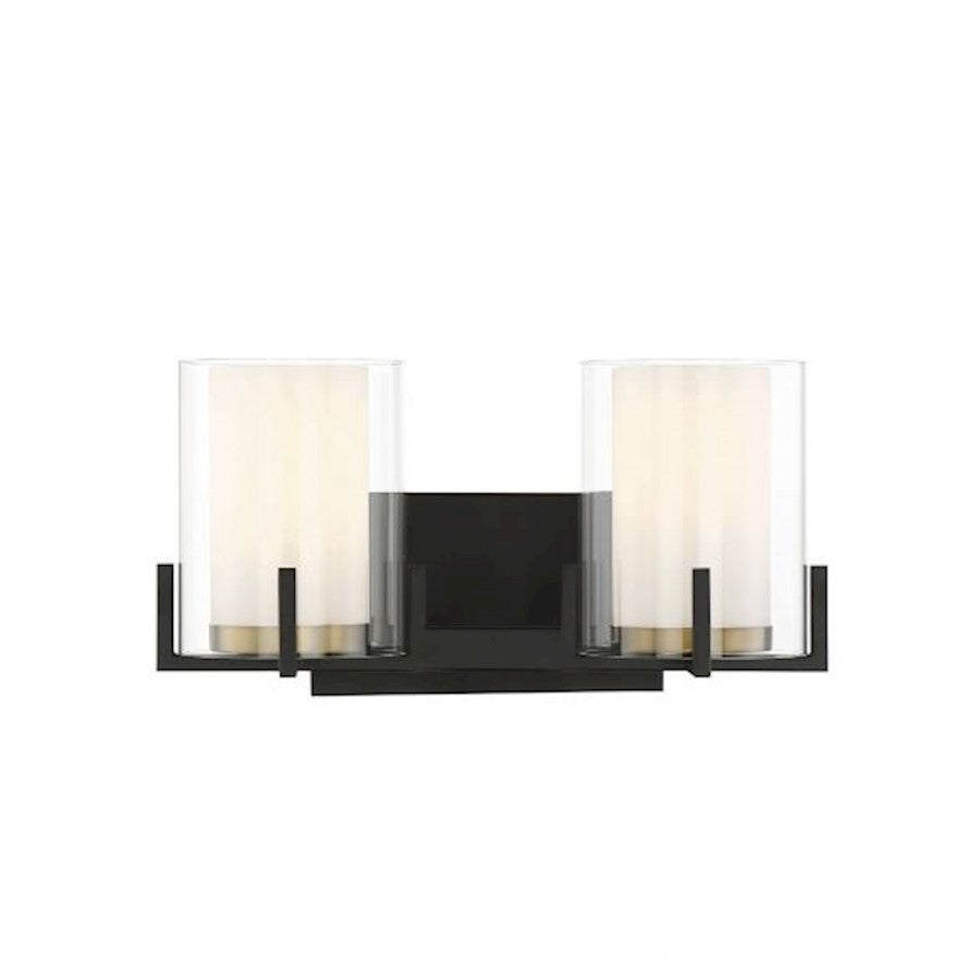 Savoy House Eaton 2Lt Bathroom Vanity Light, Black/Brass - 8-1977-2-143