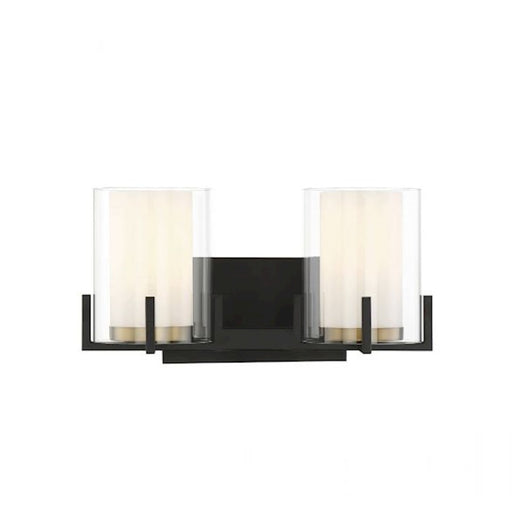 Savoy House Eaton 2Lt Bathroom Vanity Light, Black/Brass - 8-1977-2-143