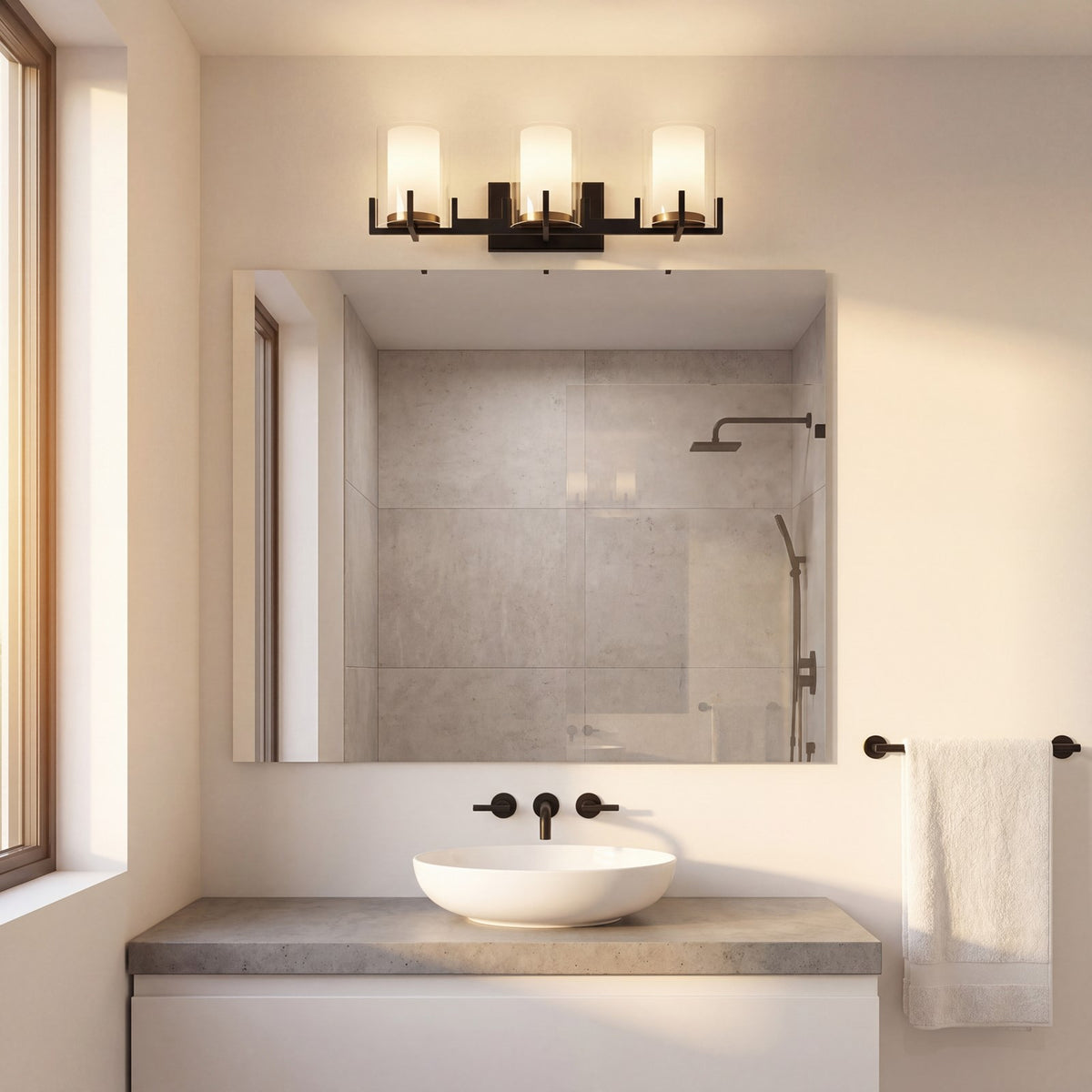 3 Light Bathroom Vanity Light, Black