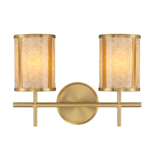 2 Light Bathroom Vanity Light, Warm Brass