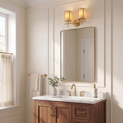 2 Light Bathroom Vanity Light, Warm Brass