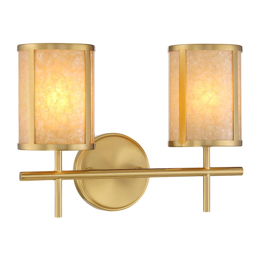 2 Light Bathroom Vanity Light, Warm Brass