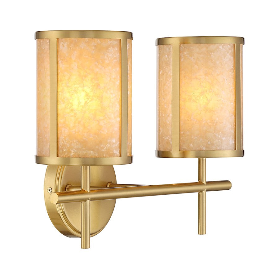 2 Light Bathroom Vanity Light, Warm Brass
