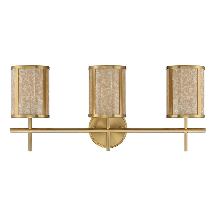 3 Light Bathroom Vanity Light, Warm Brass