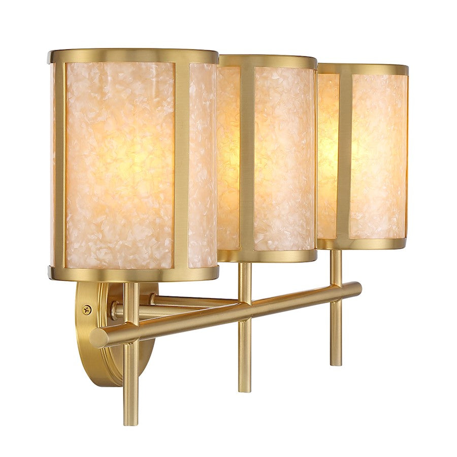 3 Light Bathroom Vanity Light, Warm Brass