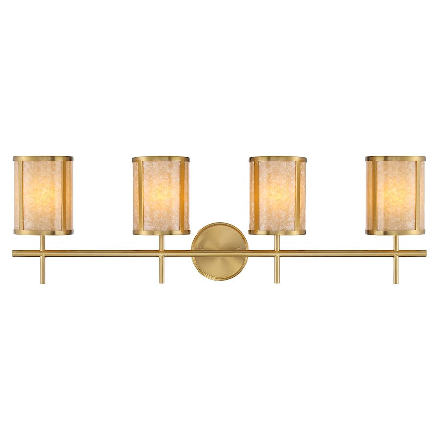 4 Light Bathroom Vanity Light, Warm Brass