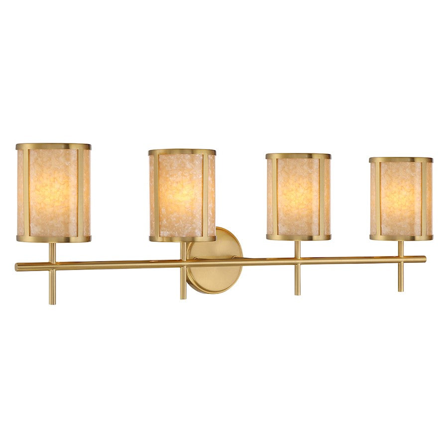 4 Light Bathroom Vanity Light, Warm Brass