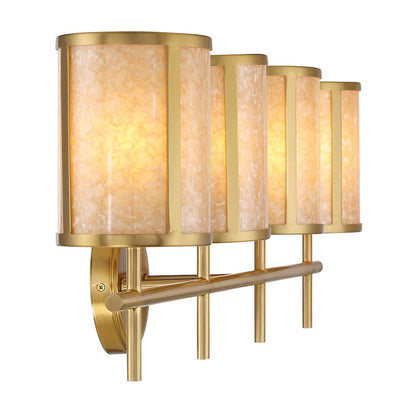 4 Light Bathroom Vanity Light, Warm Brass