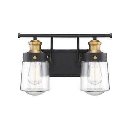 Savoy House Macauley 2Lt Bathroom Vanity Light, Black/Brass - 8-2069-2-51