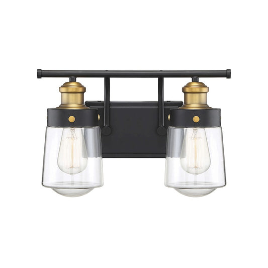 Savoy House Macauley 2Lt Bathroom Vanity Light, Black/Brass - 8-2069-2-51