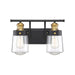 Savoy House Macauley 2Lt Bathroom Vanity Light, Black/Brass - 8-2069-2-51