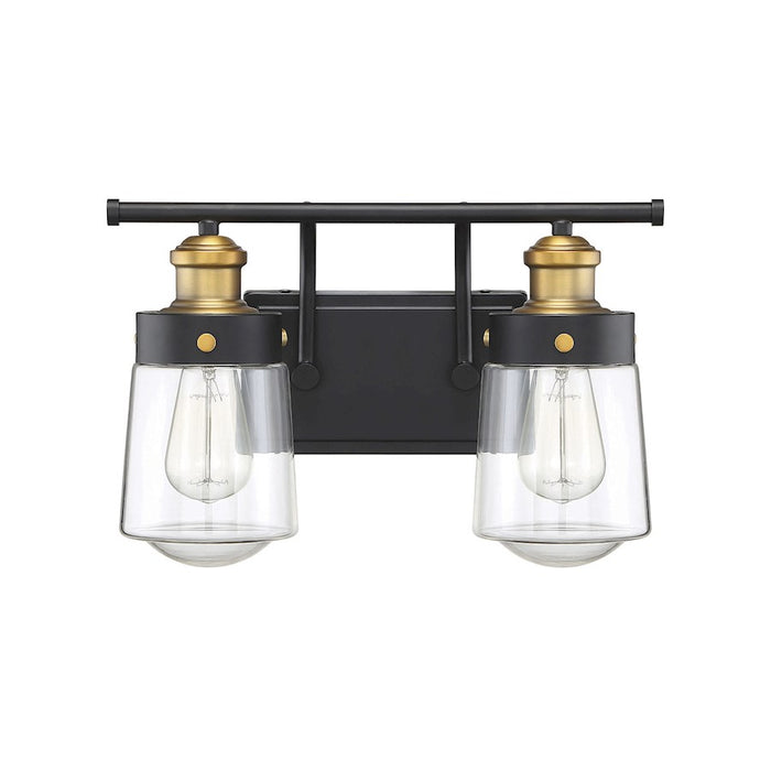 Savoy House Macauley 2Lt Bathroom Vanity Light, Black/Brass