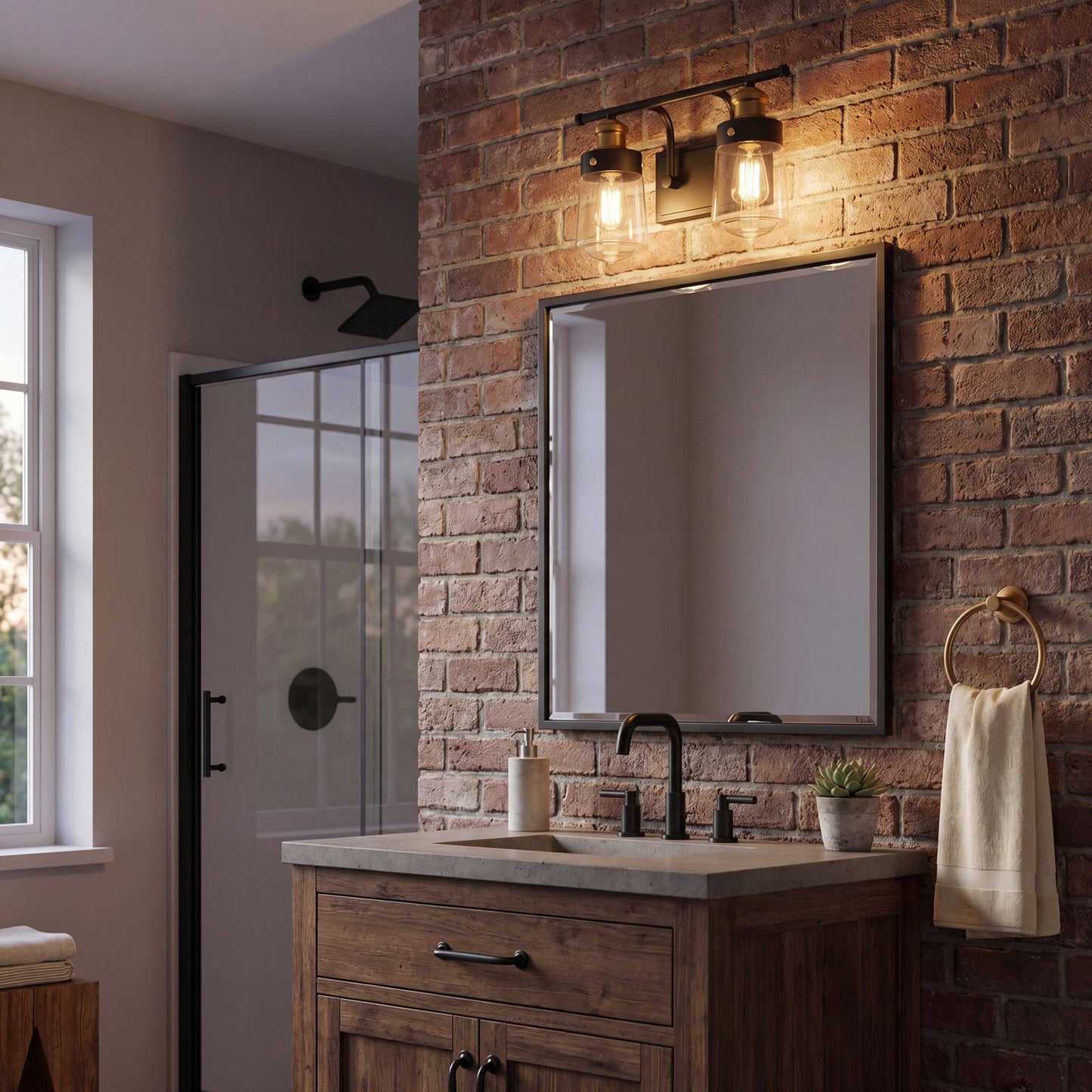 2 Light Bathroom Vanity Light, Black