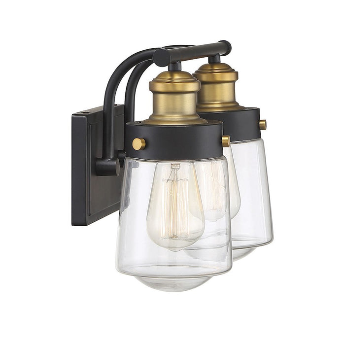 Savoy House Macauley 2Lt Bathroom Vanity Light, Black/Brass