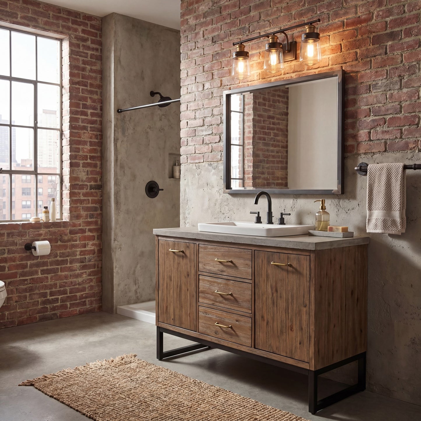 3 Light Bathroom Vanity Light, Black